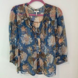 Blue and Pink Silk Joie Blouse